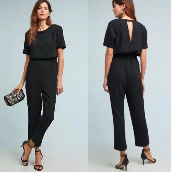 Anthropologie Pants - Anthropologie Allegory Textured Jumpsuit Black Womens Size XS Petite NWT